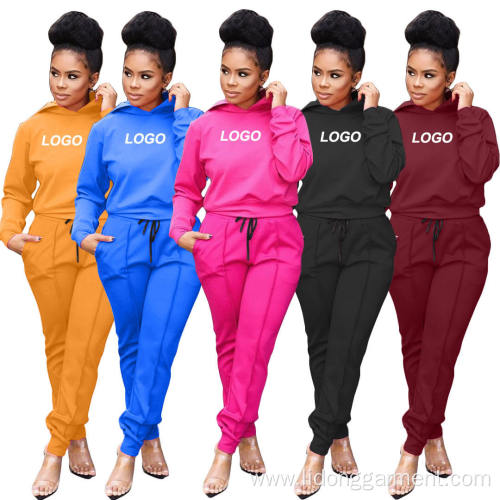 Customized Logo Plain Cheap Women 2 PiecesTracksuits